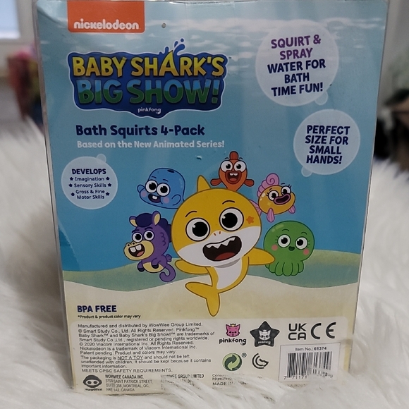 Nickelodeon Baby Shark Bath Squirts 4-Pack - Yellow, Orange, Purple - Picture 3 of 3